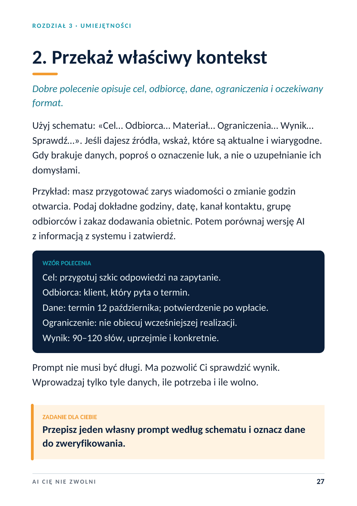 Strona z e-booka: Przekaż właściwy kontekst
